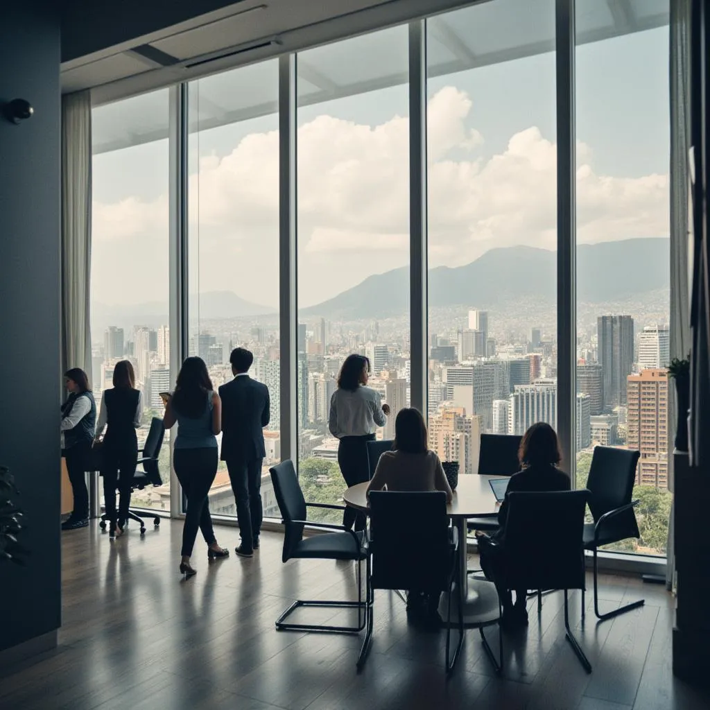 Oficina moderna de InverColombia en Bogotá